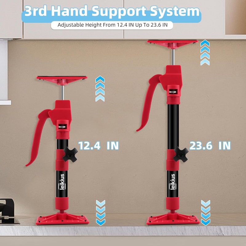 Leikius Steel Cabinet Jacks for Installing Cabinets,Adjustable 3rd Hand Quick Support Rod,Telescopic Support Pole,12.4-23.6" Third Hand Tools Support Pole,132LB Load Cabinet Installation Jacks - Image 1